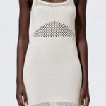 ZARA  White‎ Crochet Mini Knit Dress Sz L Photo 0