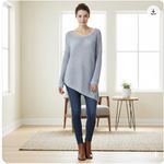 Apt. 9  Sweater Womens Small Blue Asymmetrical Open Knit Pullover Scoop Neck Photo 1