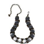 Estate 1960s Grey Moonglow Lucite Thermoset Gold Choker Necklace Costume Jewelry Gray Photo 1