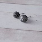 Vintage Stud Earrings Dark Grey Domed Gray Photo 1