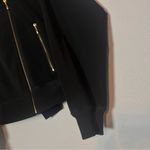 St. John  Bomber Jacket Full Zip Black Gold Zippers Moto Asymmetrical Size Large Photo 3