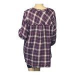 Democracy Plaid Button Front Red with Gold Thread & Ruffles Women’s Blouse. NWT! Photo 2