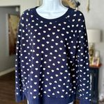 Cute Navy Heart Print Sweatshirt Blue Size M Photo 3
