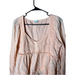 American Eagle  Womens Top Blouse Crop Peach Lace Long Sleeve M‎ Photo 1
