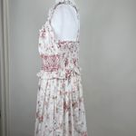 Christian LaCroix  White Pink Floral Print Ruffle Sleeveless Midi Length Dress L Photo 7