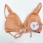 PQ SWIM PILYQ Citrine Skylar Halter Bikini Top SZ Small NWT Swim Shimmer Orange Photo 3