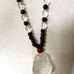 Long clear glass Buddha beaded pendant necklace Photo 0