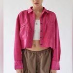 BDG NWT Urban Outfitters Rodney Corduroy Raw Hem Button Down Pink Size S Photo 0