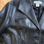 Nine West Black Leather Jacket Fitted Waist Size XLarge 100% leather shell Photo 7