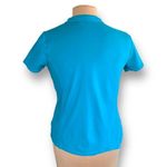 Liz Golf Polo Shirt Turquoise Blue Short Sleeve Zip Front Sport Top Size Large Photo 3
