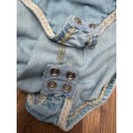 Liz Claiborne Vintage Lizwear Denim Bodysuit Shirt Women's L Button Front 80s 90s Snap Photo 4
