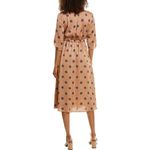 Nic+Zoe Street Seen 3/4 Sleeve Tie Waist Midi Bengal Shirt Dress Brown Small Photo 1