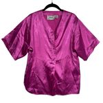 Vintage Esleep Pink Satin Short Sleeve Pajama Sleep Shirt Size Large Photo 0