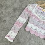 Urban Outfitters Women’s Blaire Crochet Square Neck Sweater Cropped in Pink S Photo 3