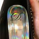Heart in D Black With Rhinestones Peeptoe Stiletto Size 10 Photo 8