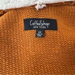 CoffeeShop NY Women Open Front Sherpa Cardigan Mustard Faux Suede Knit SleevesXS Orange Size XS Photo 5