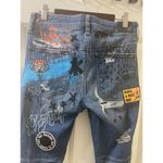 American Eagle  TATTOO Jeans Women 6  Hi-Rise Jegging Stretch Punk Rock Patch Art Photo 6