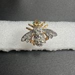 Joan Rivers  bee pin brooch gold tone green eyes rhinestones Photo 9