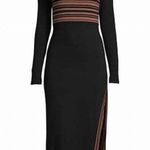 Toccin Blake Striped Ribbed Black Brown Turtleneck Sweater Dress Size S Photo 1