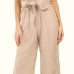 NEW House of Harlow 1960 Linen Gingham Jumpsuit Size Small NWT Tan Photo 0