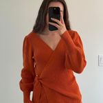 Burnt Orange Knit Sweater with Tie Waist Photo 1