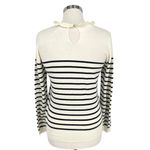Böhme Striped Ruffled Neck Sweater Ivory White Black Size Medium Photo 5
