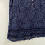 Hollister Vtg Y2K  Women Navy Lace Short Sleeve Henley Blouse Size S Photo 2