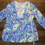Lilly Pulitzer  Lyndsea Tunic In Blue Peri Patterned Women's Top Size Large Photo 5