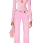 Blumarine Velvet Bodysuit in Lilac Chiffon 42 New Womens Long Sleeve Blouse Pink Size undefined Photo 4