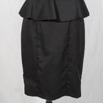XOXO Vintage Y2K  Black Peplum Pencil Dress Keyhole Neck Size 7/8 Corporate Goth Photo 5