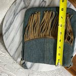 BOHO Denim Faux Suede Fringe Crossbody Bag Blue Photo 11