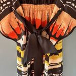 Ice Dress Sz 6 Colorful Boho Striped Art to Wear Batwing Tie Back Embellished Orange Photo 3
