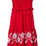Strut & Bolt  embroidered midi dress linen sleeveless sun dress floral ruffle SM Photo 0