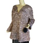 CACHET TAUPE & BLACK CRINKLED COCKTAIL TOP W/SEQUINS AND BLACK ROSETTE (3X) Brown Photo 7