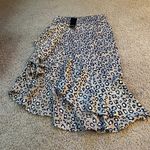 Nasty Gal beige and white leopard print asymmetric midi skirt frill hem never worn Photo 2
