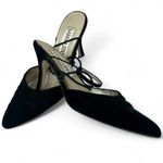 VINTAGE Sam & Libby 90's 1990's 6 Velvet Pump High Heel Kitten Womens Strappy Black Photo 2