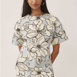 Anthropologie Blue floral patterned denim mini dress Photo 0