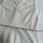 Tory Burch  Sz L White Chevron Mesh Fit and Flare Dress Sleeveless Photo 9