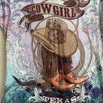 Texas Cowgirl Pastel Purple Green Western Rhinestone Short Sleeve Graphic Tee Multiple Size L Photo 3