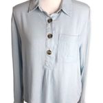 a.n.a  A new approach Linen Blend Button Front Long Sleeve Drapy Shirt Photo 19