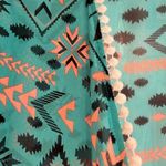 Karlie Womens Small Sheer Kimono Aztec Print Open Front Roll Tab Sleeve Photo 5