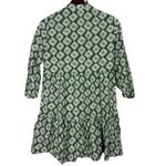 ZARA Oversized Cadie Geometric Print Tiered Pleated Mini Dress Tie XS Green Photo 13