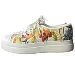 J Slides Women's 9 Noir Floral Embroidered Platform Sneaker‎ White Beige Artsy Photo 3