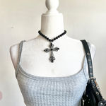 Princess Polly Gray‎ Quilted Crop Top, Y2K, Minimalist, Streetwear, Indie, Retro, Casual, Small Photo 0