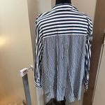 Jane and Delancey Long Sleeve Button Down Blue White Stripe Button Back Detail 2X Photo 3