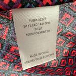 Daniel Rainn  Size Medium Womens Blouse Shirt Top Sheer Geometric Print Red Blue‎ Photo 6