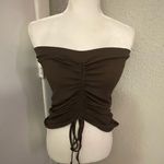 SheIn  Brown Sleeveless Ruched Tie Top S Casual Bohemian Coconut Girl Fairycore Photo 0