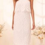Lulus NWT White Lace Strapless Midi Dress medium Photo 4