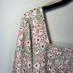 MELLODAY Mellowday Wmen's Ditsy Floral Square Neck Blouse Shirt Green Pink Cottagecore XL Photo 2