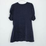 ZARA  Navy Blue Polka Dot V Neck Satin Wrap Mini Dress Womens Size M Puff Sleeve Photo 7